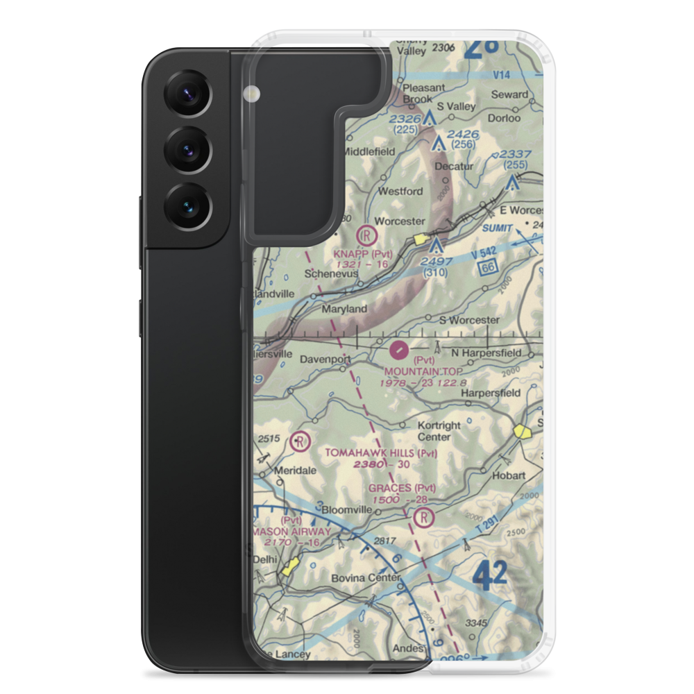 Mountain Top Airport (NY02) VFR Sectional Samsung Case Samsung Galaxy S22 Plus model shown