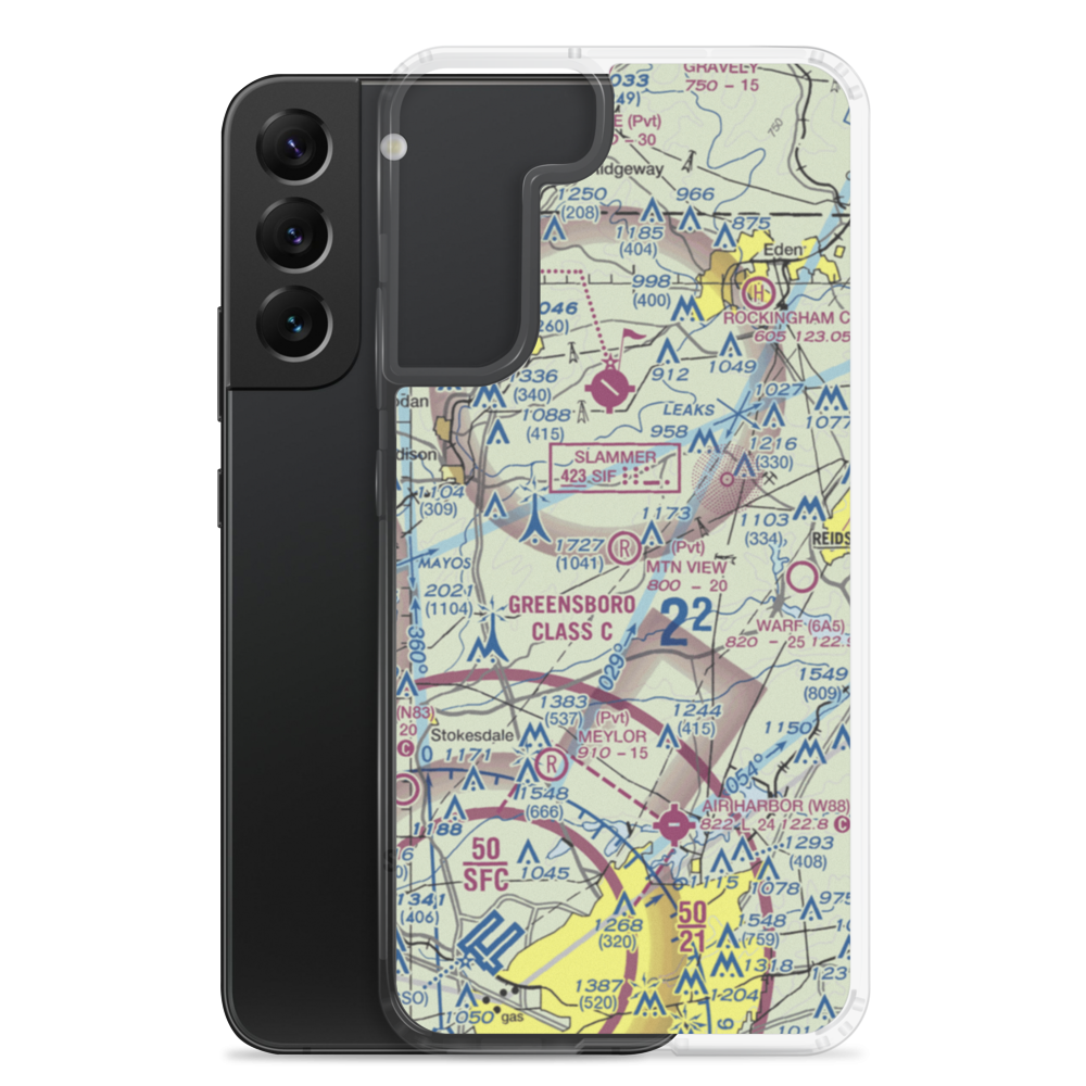 Mountain View Aerodrome (NC37) VFR Sectional Samsung Case Samsung Galaxy S22 Plus model shown