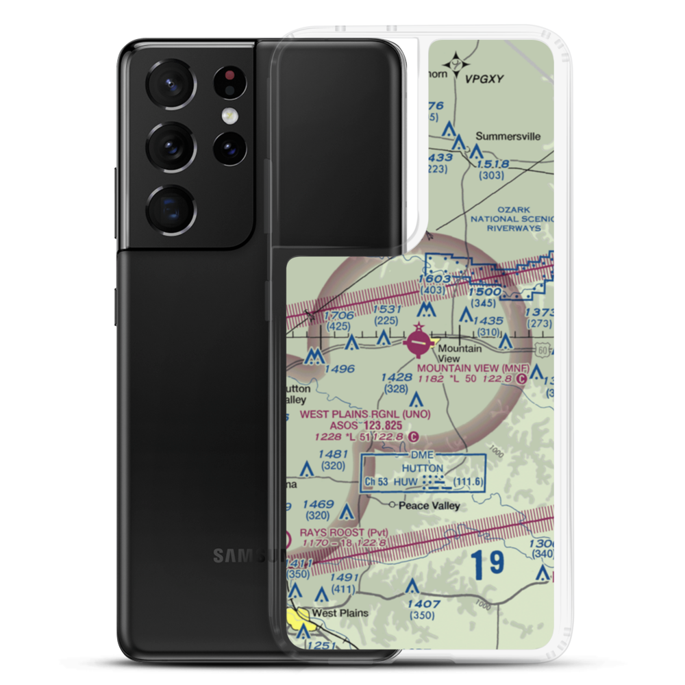 Mountain View Airport (MNF) VFR Sectional Samsung Case Samsung Galaxy S21 Ultra model shown