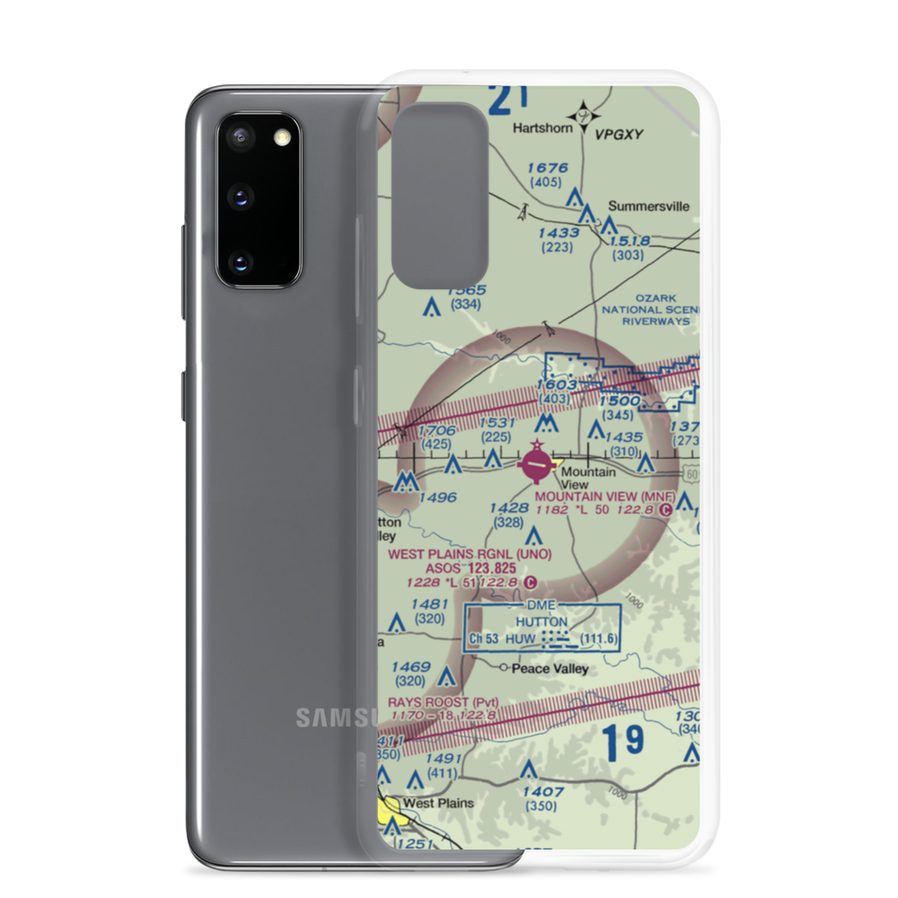 Mountain View Airport (MNF) VFR Sectional Samsung Case Samsung Galaxy S20 model shown
