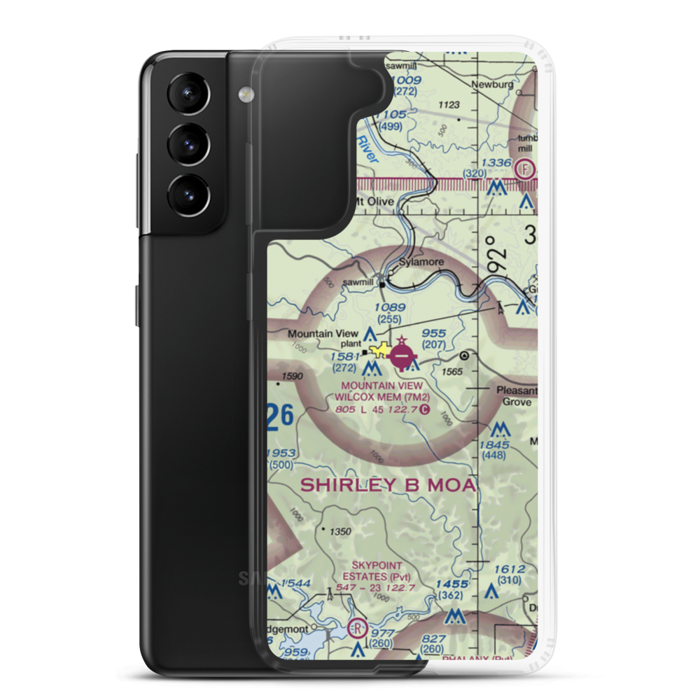 Mountain View Wilcox Memorial Field (7M2) VFR Sectional Samsung Case Samsung Galaxy S21 Plus model shown