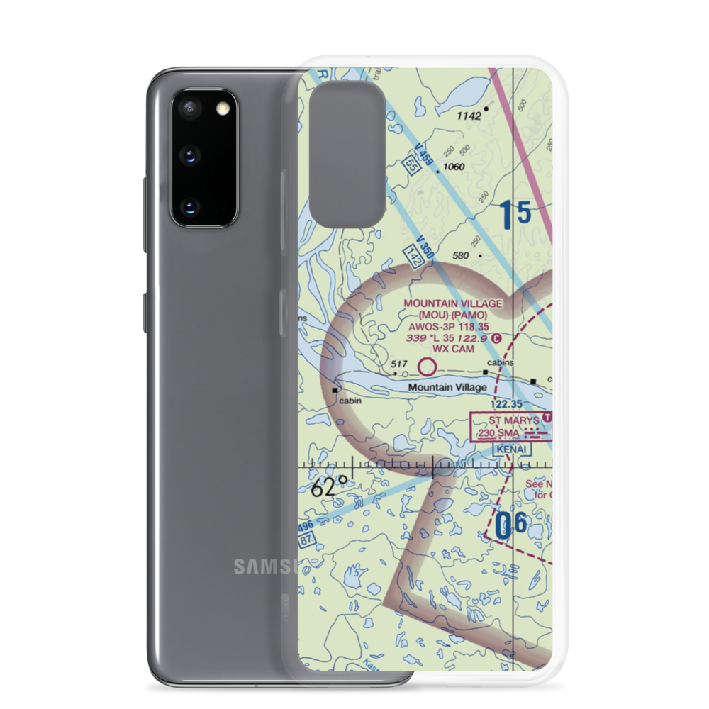 Mountain Village Airport (MOU) VFR Sectional Samsung Case Samsung Galaxy S20 model shown