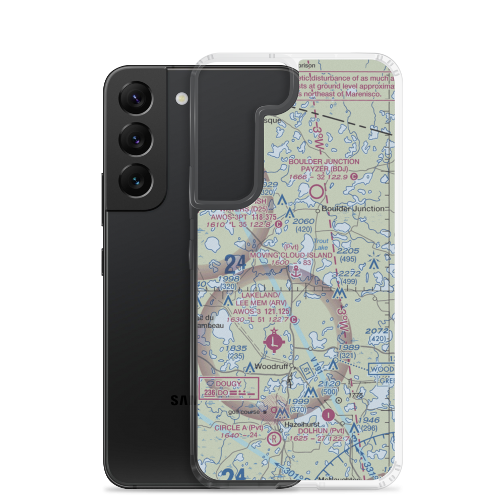 Moving Cloud Island Seaplane Base (1WI2) VFR Sectional Samsung Case Samsung Galaxy S22 model shown
