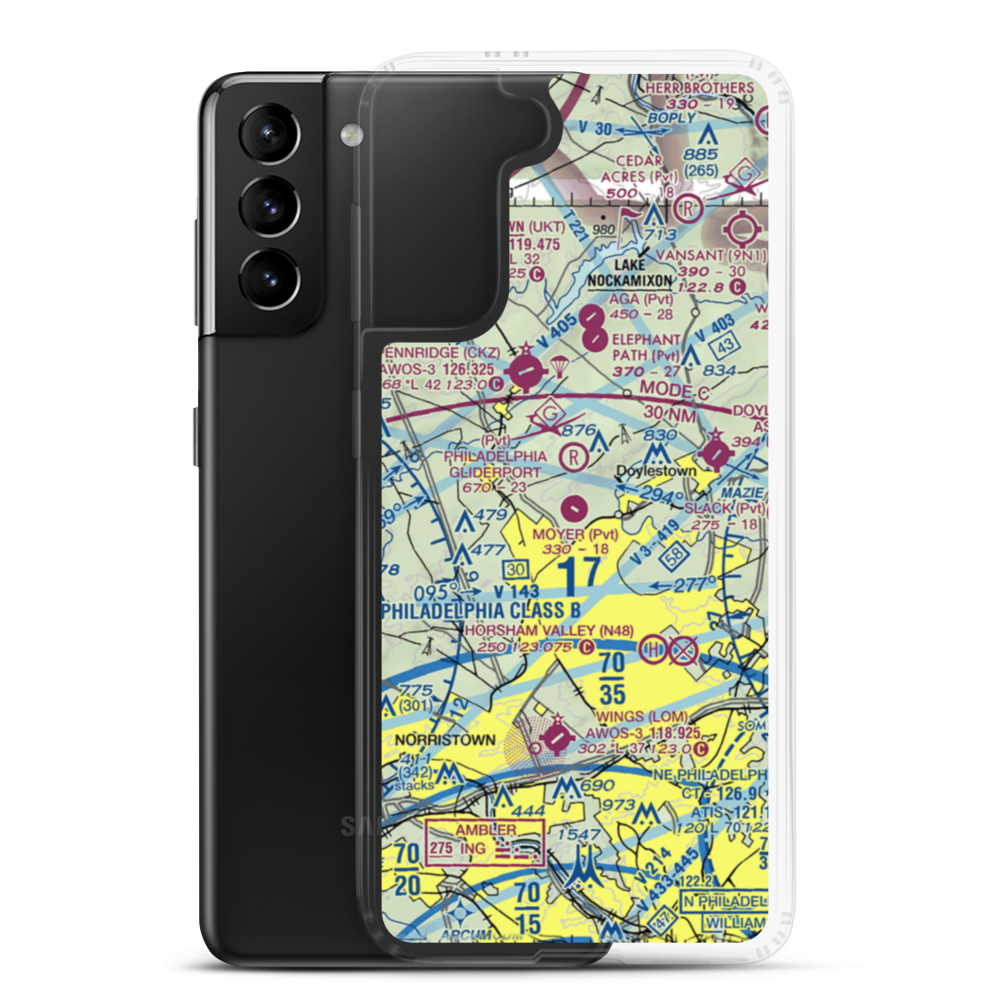 Moyer Airport (3PA9) VFR Sectional Samsung Case Samsung Galaxy S21 Plus model shown