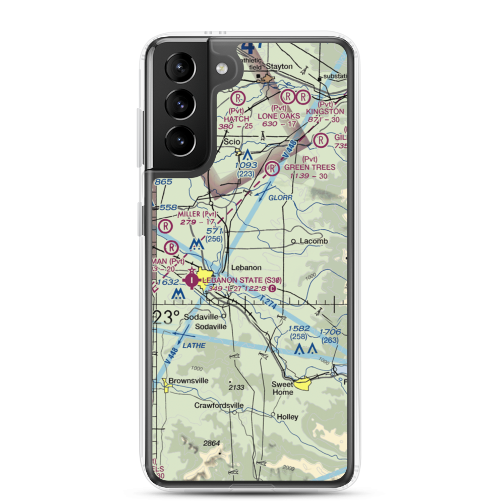 Mt Hope Airport (OG10) VFR Sectional Samsung Case Samsung Galaxy S21 Plus model shown