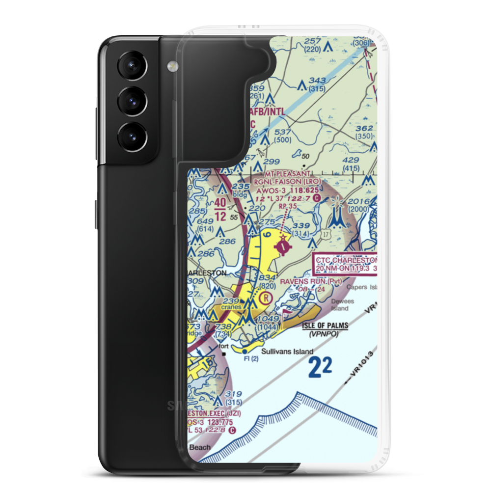 Mt Pleasant Regional-Faison field (LRO) VFR Sectional Samsung Case Samsung Galaxy S21 Plus model shown