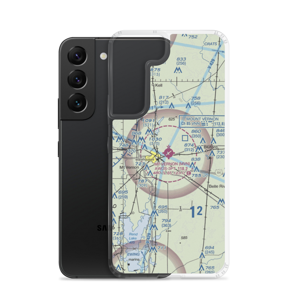 Mt. Vernon Outland Airport (MVN) VFR Sectional Samsung Case Samsung Galaxy S22 model shown