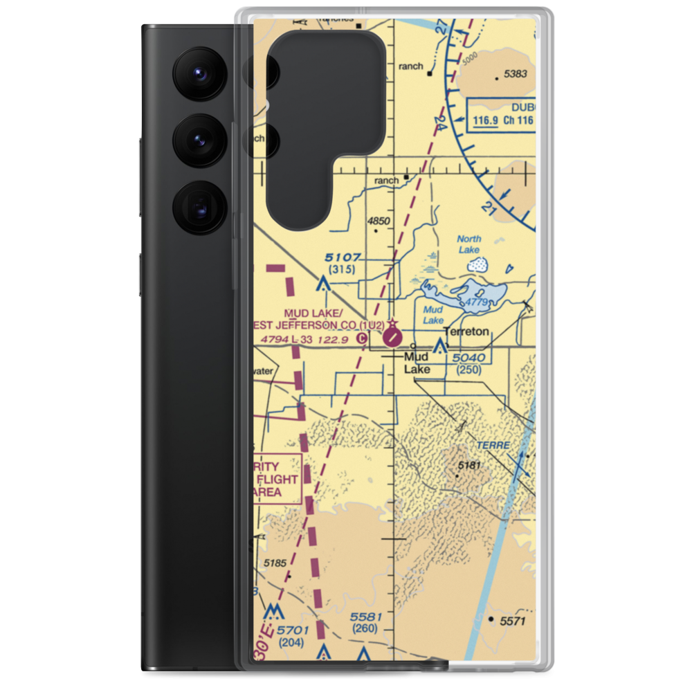 Mud Lake/West Jefferson County/ Airport (1U2) VFR Sectional Samsung Case Samsung Galaxy S22 Ultra model shown