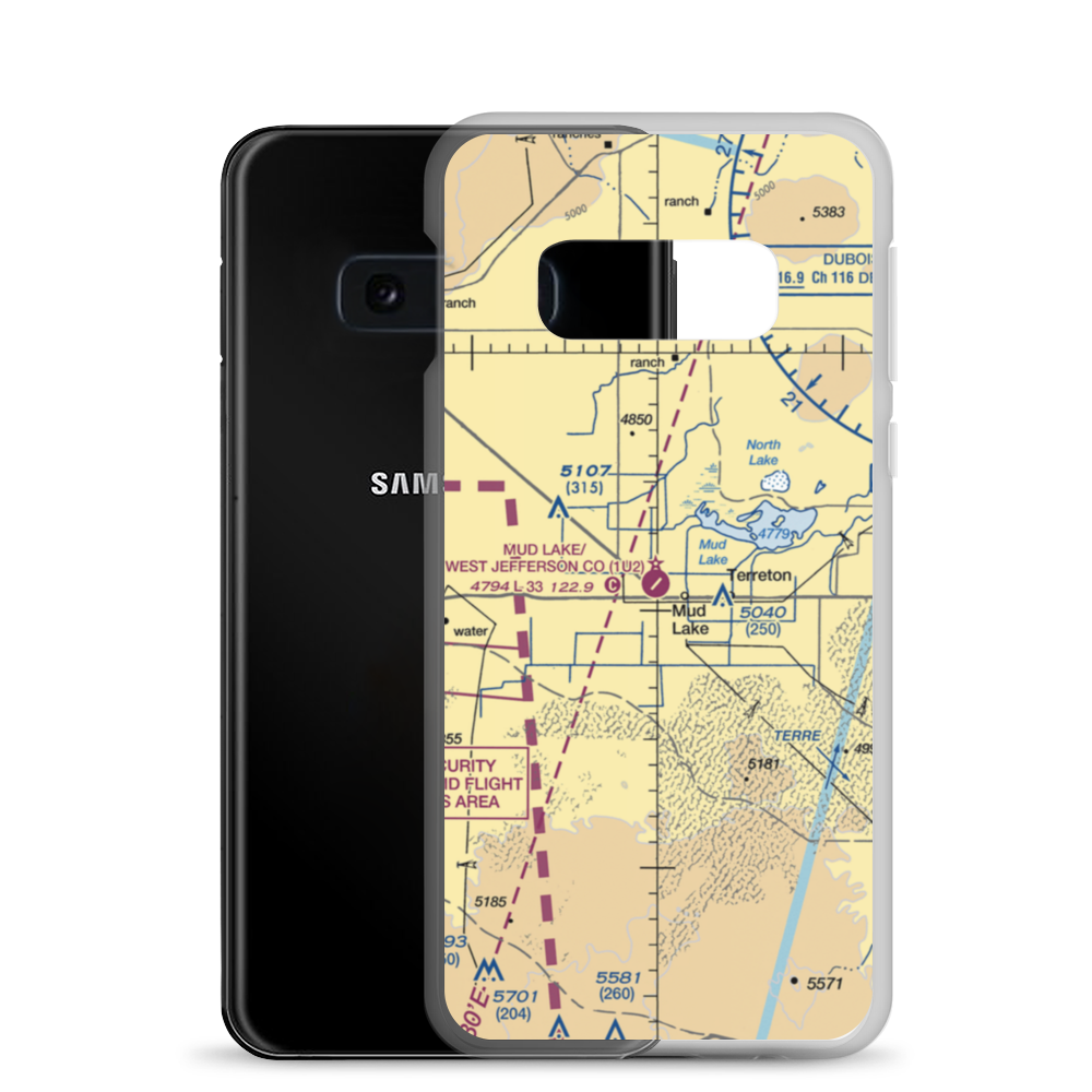 Mud Lake/West Jefferson County/ Airport (1U2) VFR Sectional Samsung Case Samsung Galaxy S10e model shown