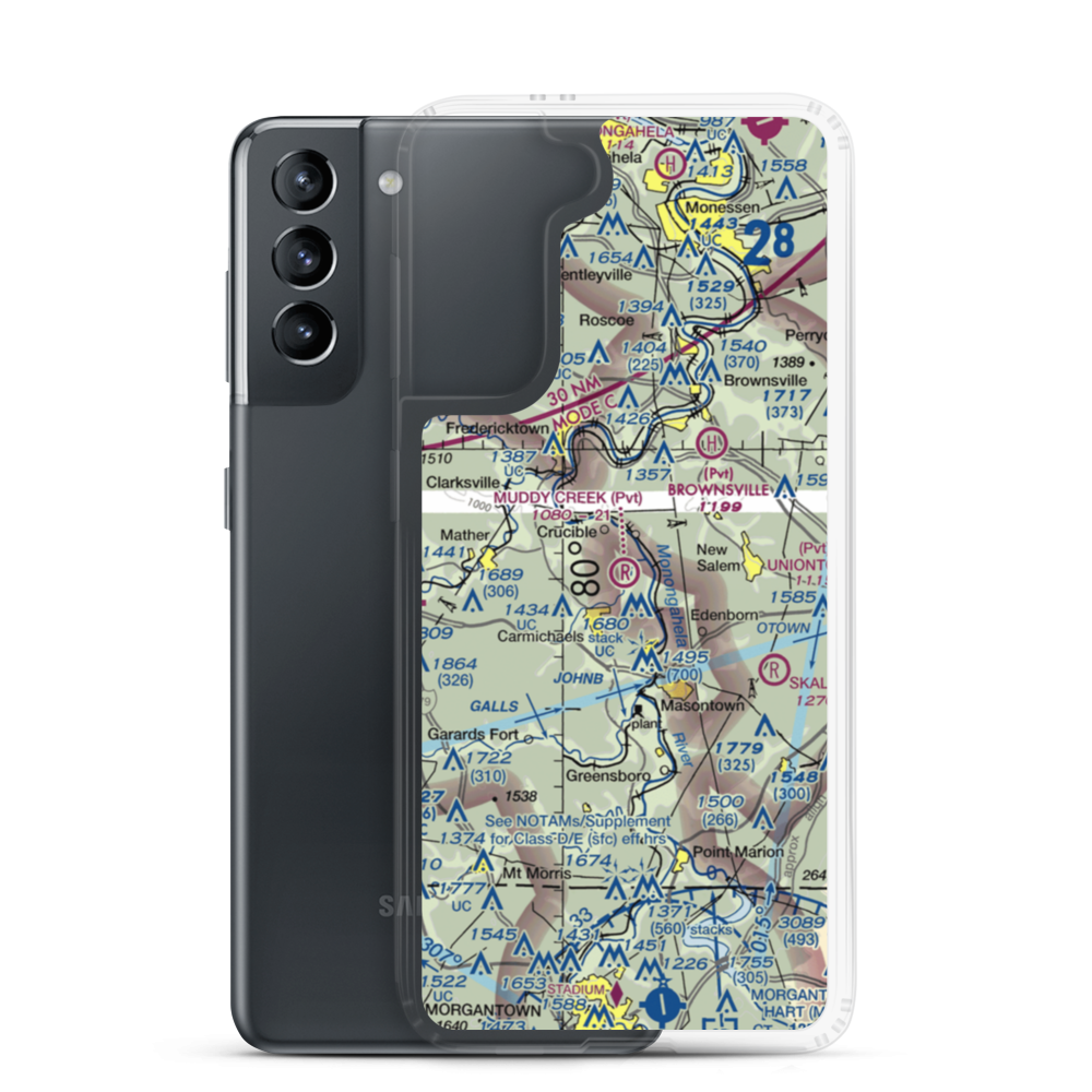 Muddy Creek Airport (4PS5) VFR Sectional Samsung Case Samsung Galaxy S21 model shown