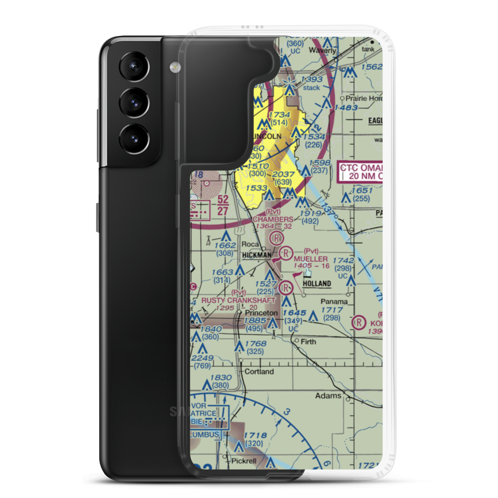 Mueller Field (NE79) VFR Sectional Samsung Case Samsung Galaxy S21 Plus model shown