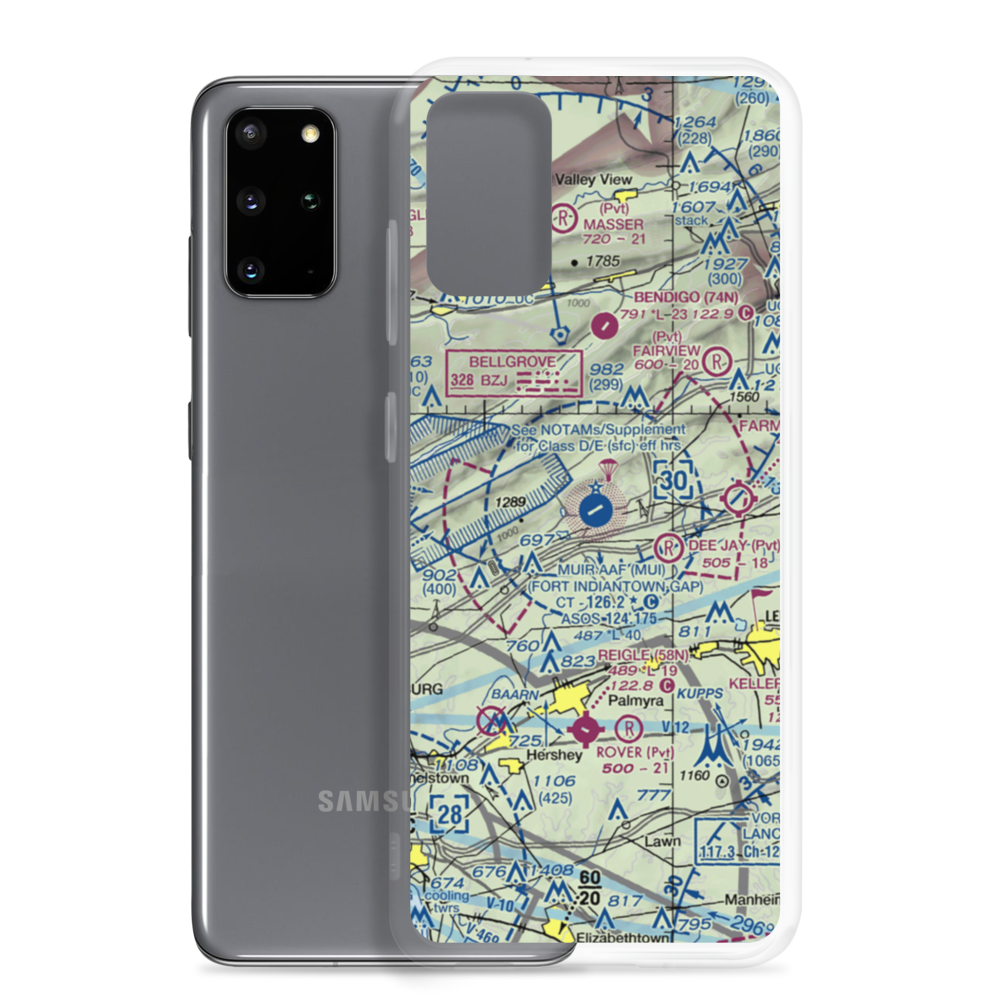 Muir Army Air Field (Fort Indiantown Gap) Airport (MUI) VFR Sectional Samsung Case Samsung Galaxy S20 Plus model shown