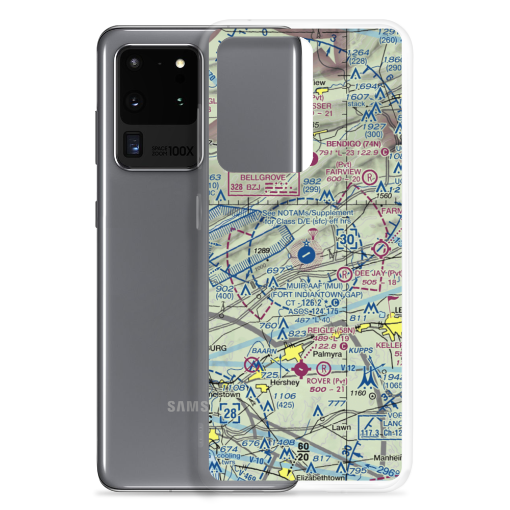 Muir Army Air Field (Fort Indiantown Gap) Airport (MUI) VFR Sectional Samsung Case Samsung Galaxy S20 Ultra model shown