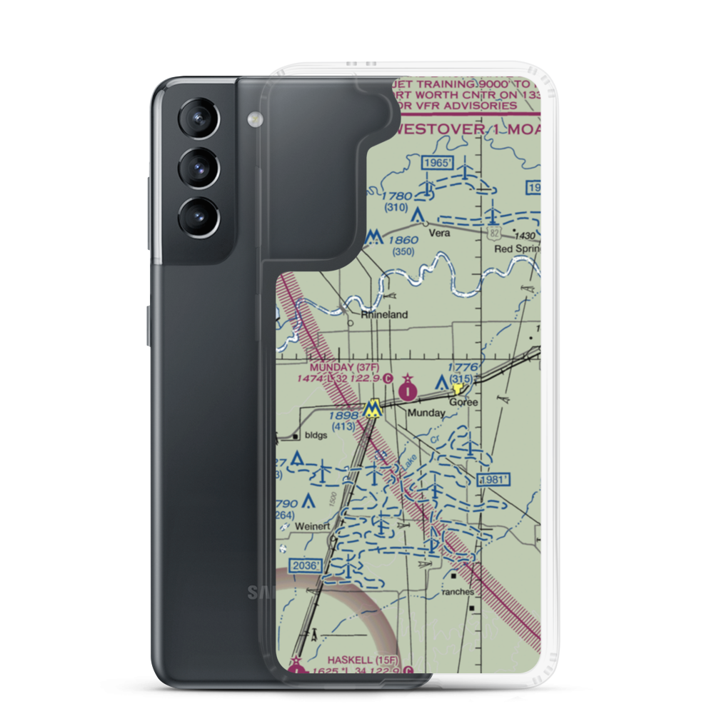 Munday Municipal Airport (37F) VFR Sectional Samsung Case Samsung Galaxy S21 model shown