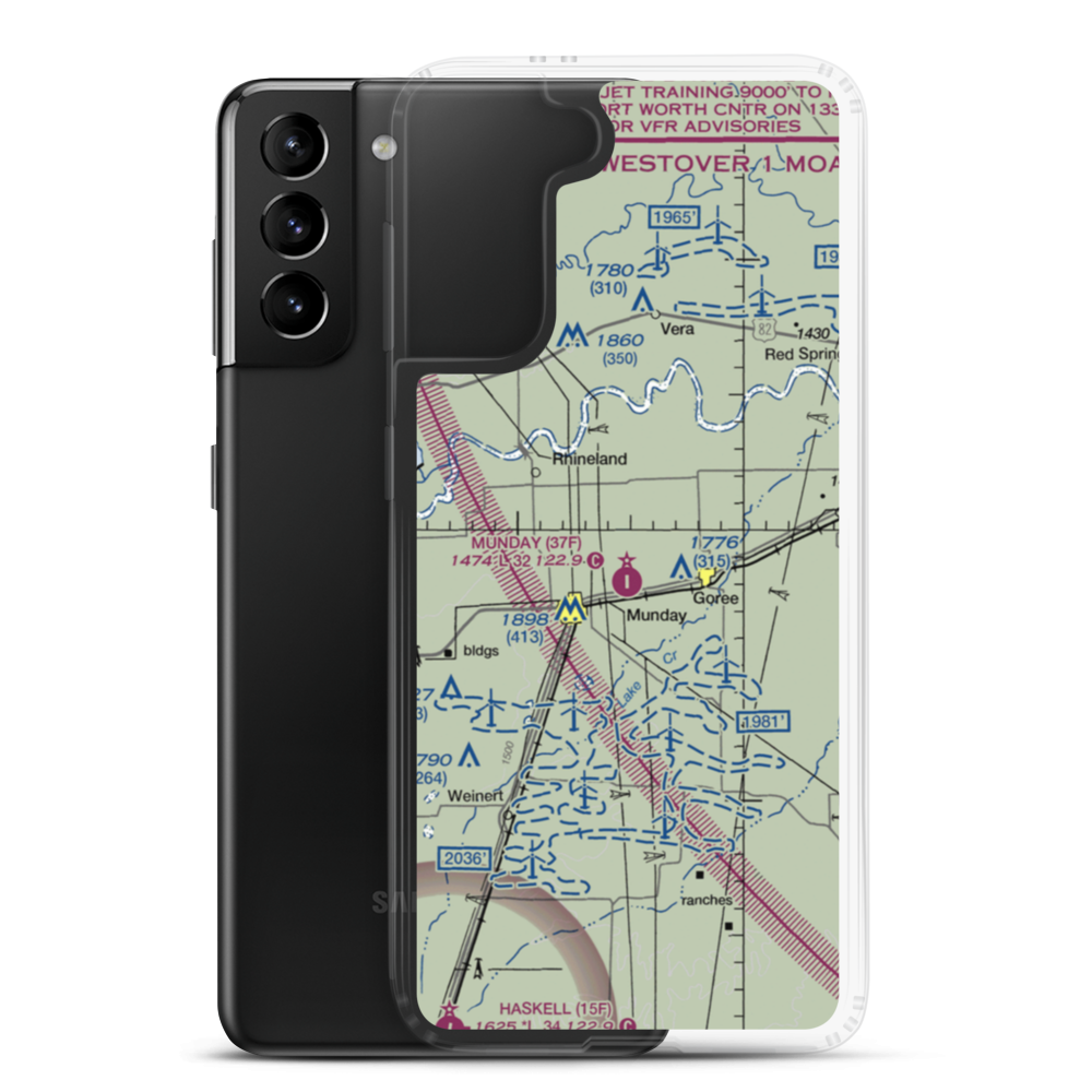 Munday Municipal Airport (37F) VFR Sectional Samsung Case Samsung Galaxy S21 Plus model shown