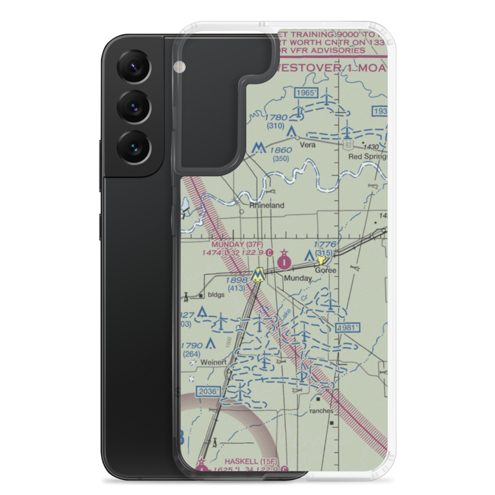 Munday Municipal Airport (37F) VFR Sectional Samsung Case Samsung Galaxy S22 Plus model shown