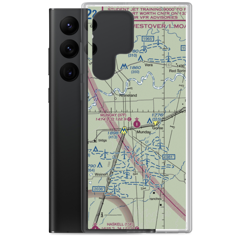 Munday Municipal Airport (37F) VFR Sectional Samsung Case Samsung Galaxy S22 Ultra model shown