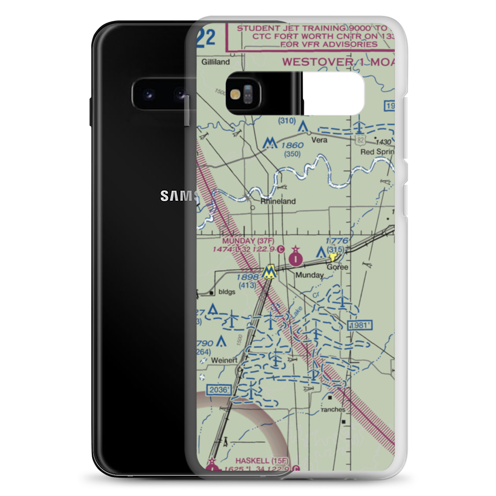Munday Municipal Airport (37F) VFR Sectional Samsung Case Samsung Galaxy S10+ model shown