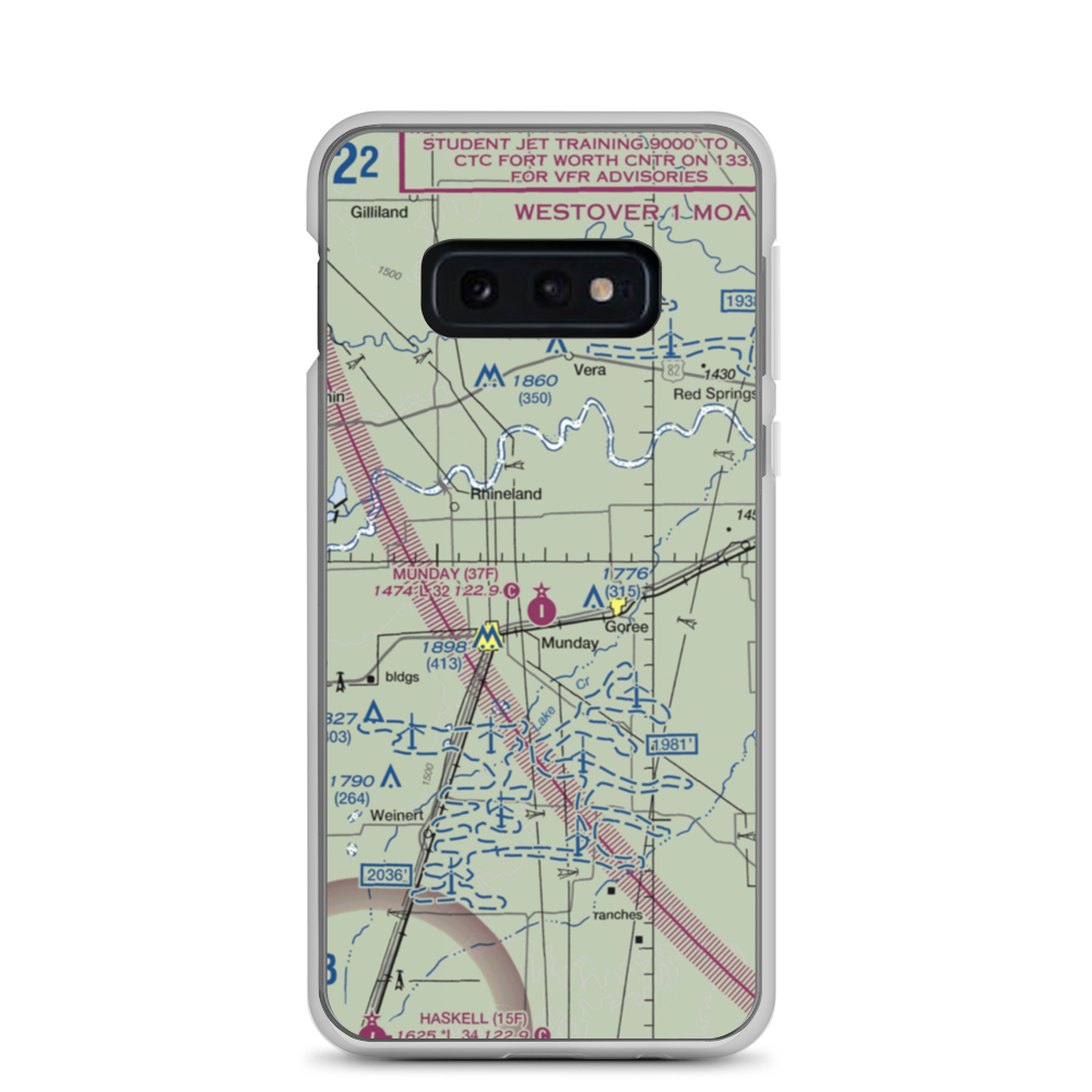 Munday Municipal Airport (37F) VFR Sectional Samsung Case Samsung Galaxy S10e model shown