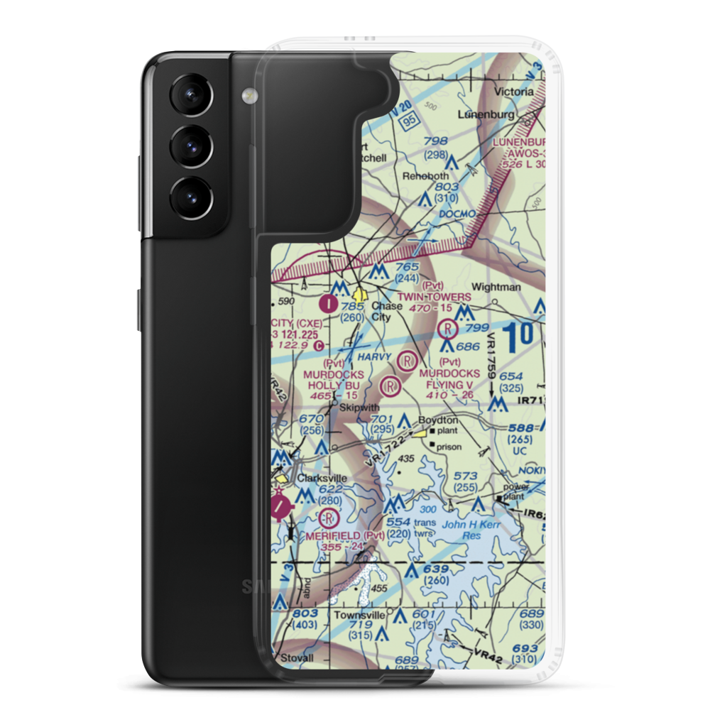Murdocks Flying V Airport (3VG4) VFR Sectional Samsung Case Samsung Galaxy S21 Plus model shown