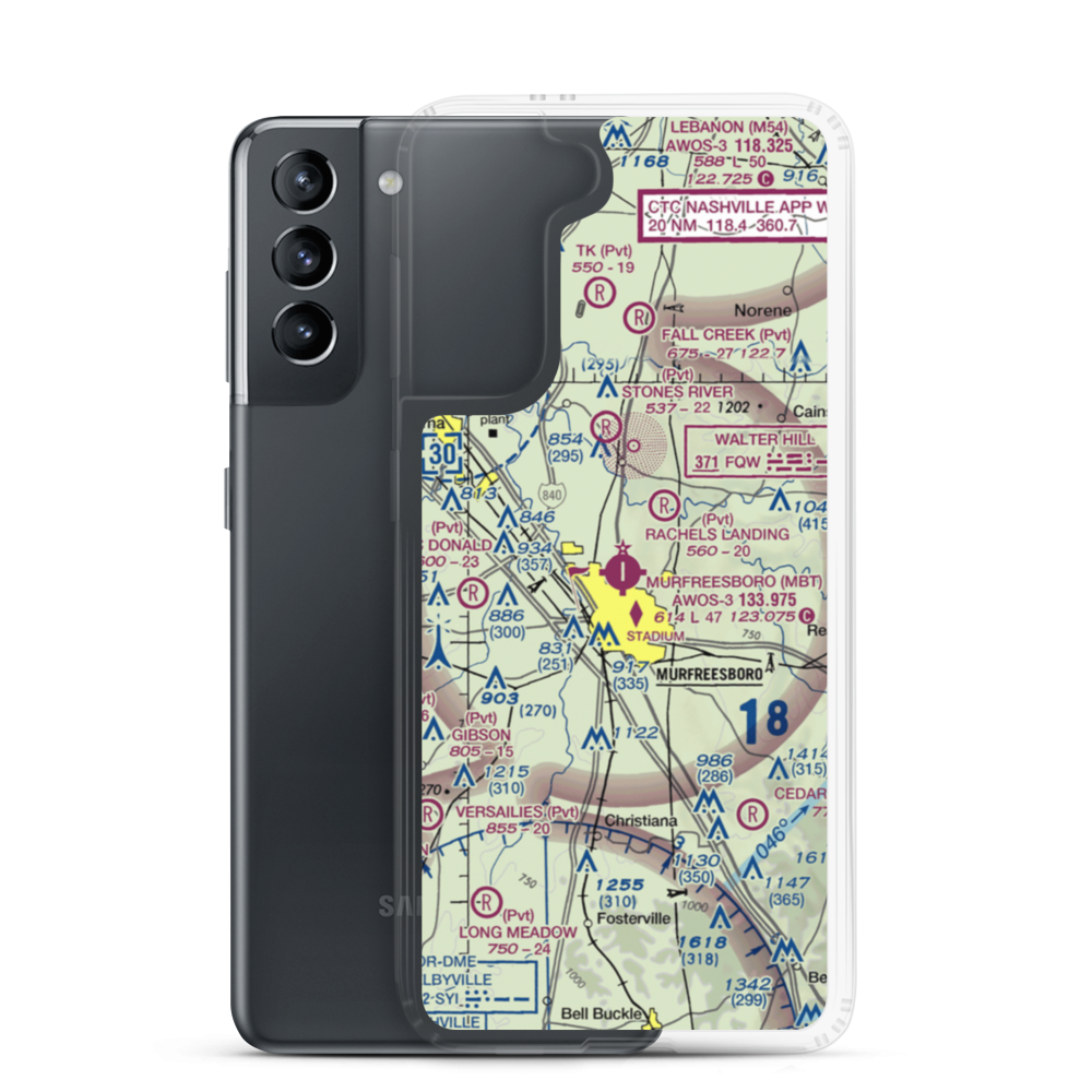Murfreesboro Municipal Airport (MBT) VFR Sectional Samsung Case Samsung Galaxy S21 model shown