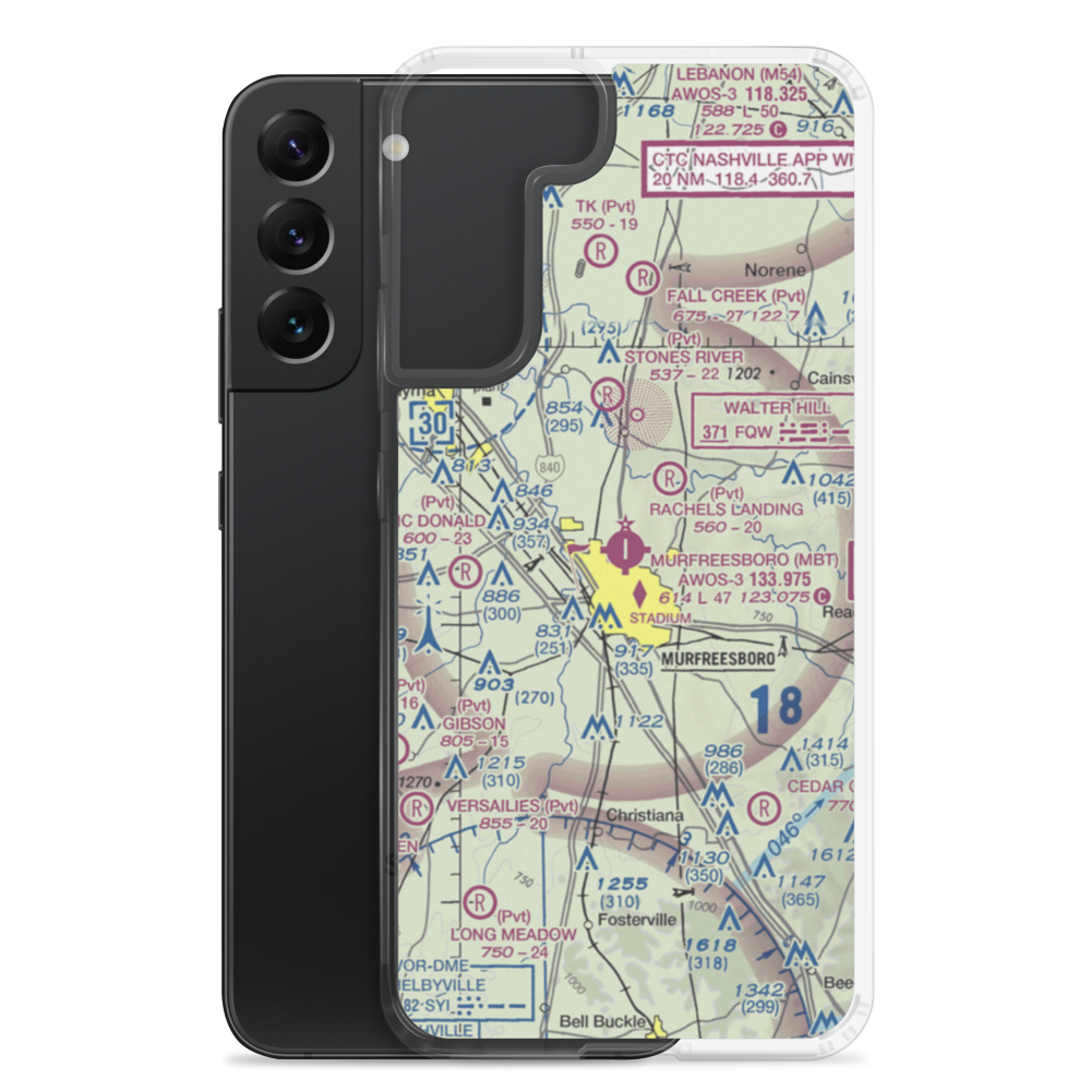 Murfreesboro Municipal Airport (MBT) VFR Sectional Samsung Case Samsung Galaxy S22 Plus model shown