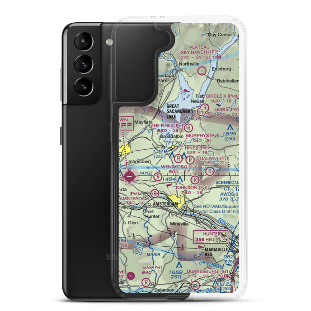 Murphys Landing Strip (0NY7) VFR Sectional Samsung Case Samsung Galaxy S21 Plus model shown