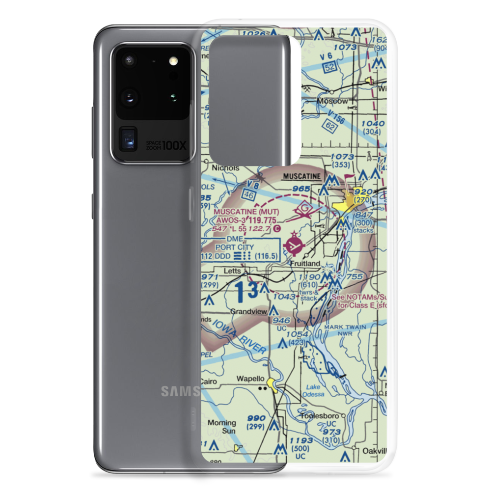 Muscatine Municipal Airport (MUT) VFR Sectional Samsung Case Samsung Galaxy S20 Ultra model shown