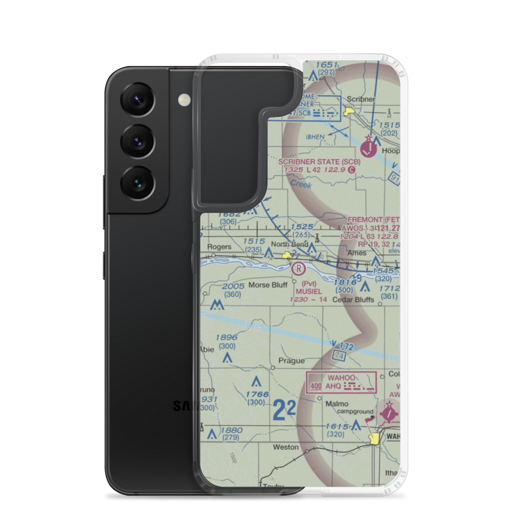 Musiel Airport (NE43) VFR Sectional Samsung Case Samsung Galaxy S22 model shown