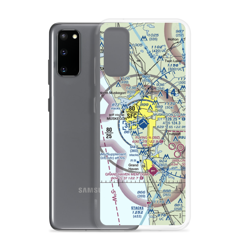 Muskegon County Airport (MKG) VFR Sectional Samsung Case Samsung Galaxy S20 model shown