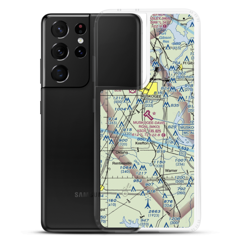 Muskogee-Davis Regional Airport (MKO) VFR Sectional Samsung Case Samsung Galaxy S21 Ultra model shown