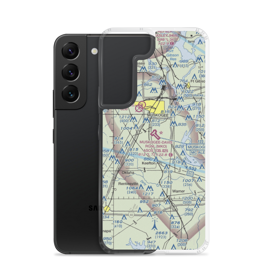 Muskogee-Davis Regional Airport (MKO) VFR Sectional Samsung Case Samsung Galaxy S22 model shown