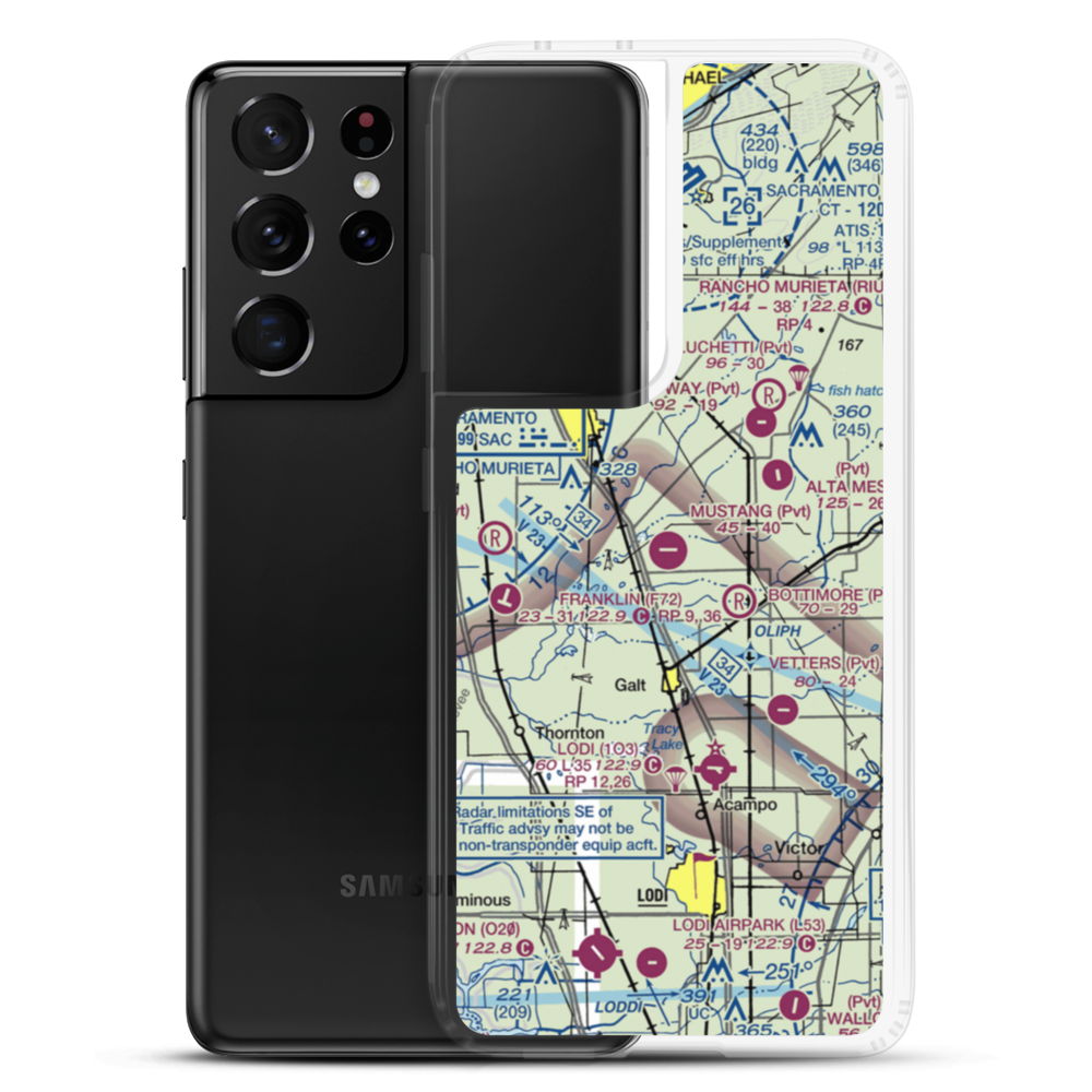 Mustang Airport (2CL9) VFR Sectional Samsung Case Samsung Galaxy S21 Ultra model shown