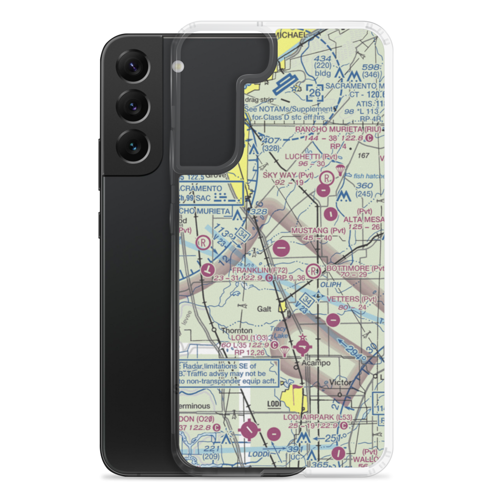 Mustang Airport (2CL9) VFR Sectional Samsung Case Samsung Galaxy S22 Plus model shown