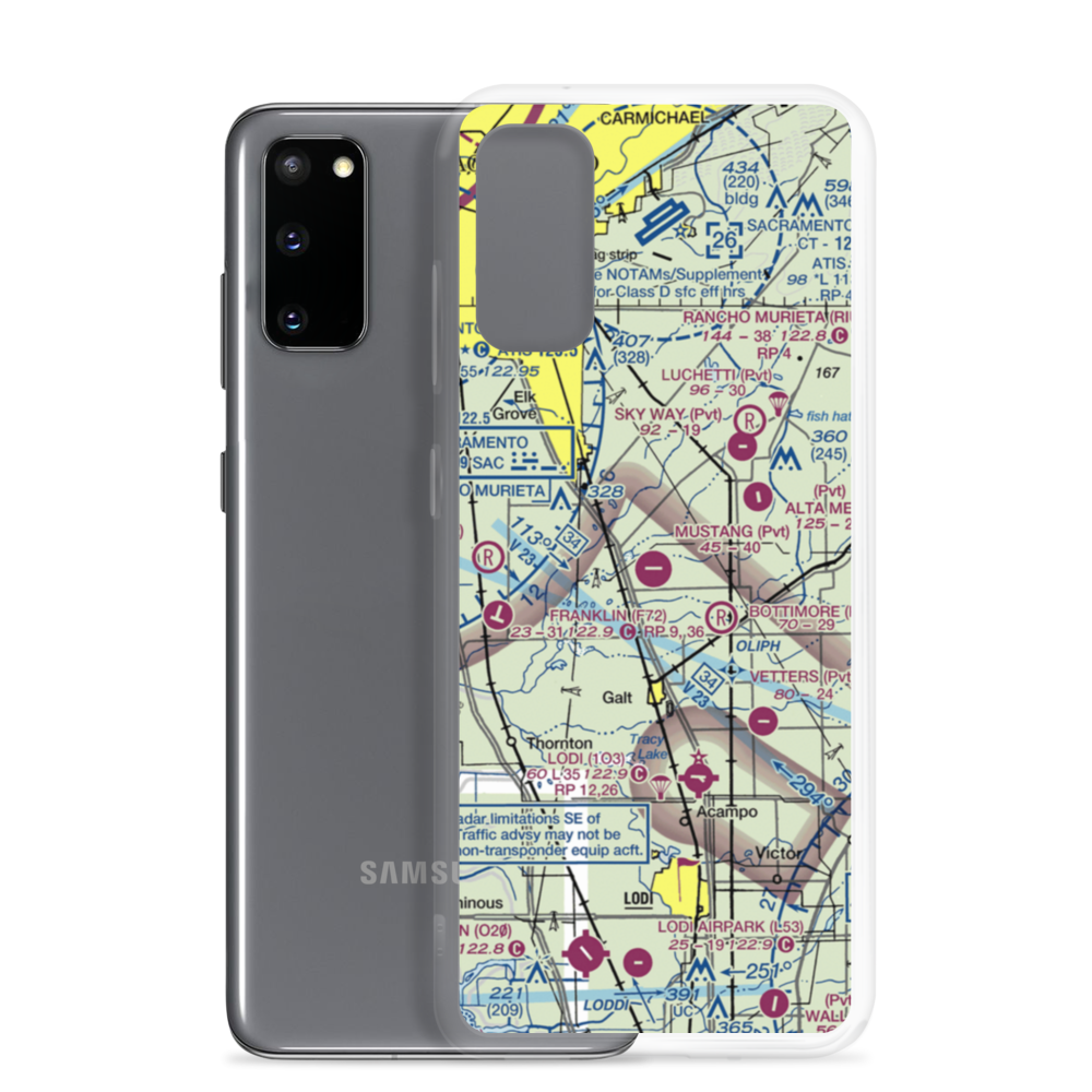 Mustang Airport (2CL9) VFR Sectional Samsung Case Samsung Galaxy S20 model shown