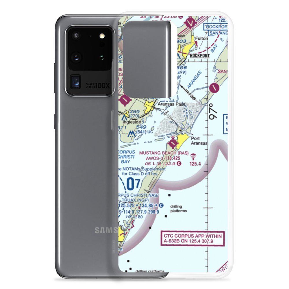 Mustang Beach Airport (RAS) VFR Sectional Samsung Case Samsung Galaxy S20 Ultra model shown