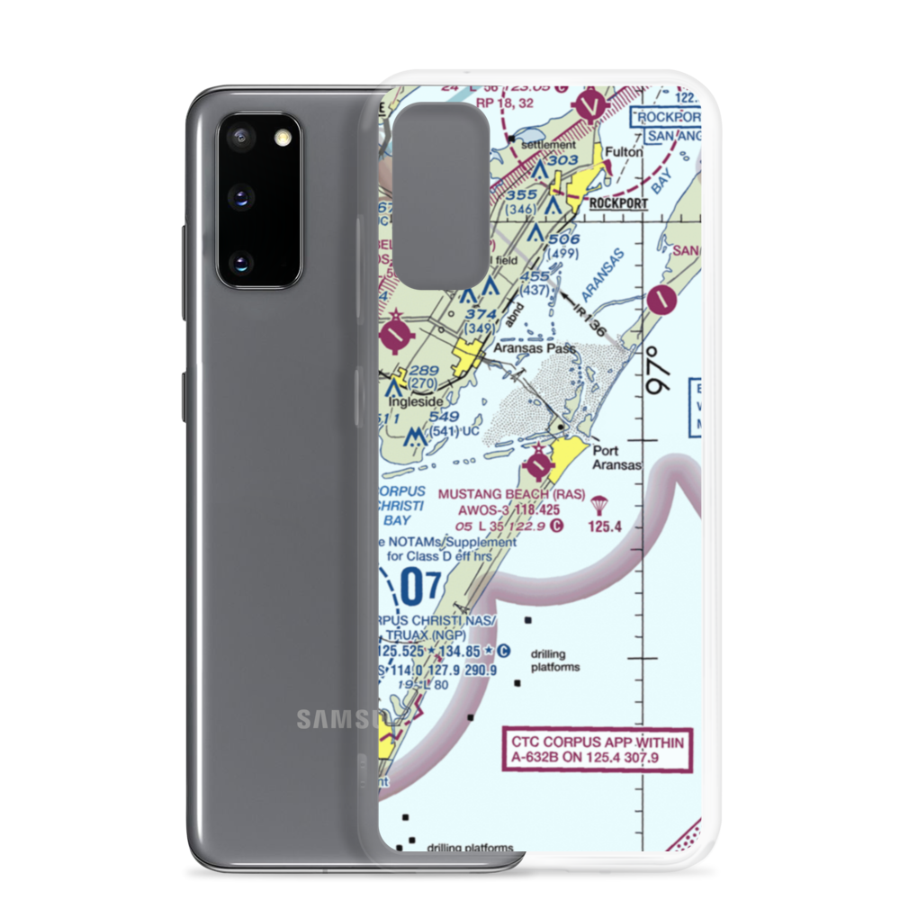 Mustang Beach Airport (RAS) VFR Sectional Samsung Case Samsung Galaxy S20 model shown
