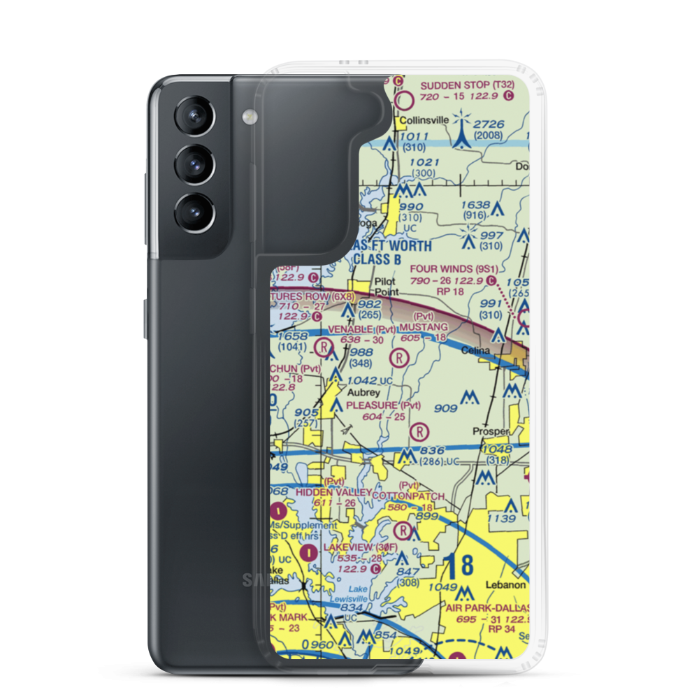 Mustang Community Airfield (XS60) VFR Sectional Samsung Case Samsung Galaxy S21 model shown