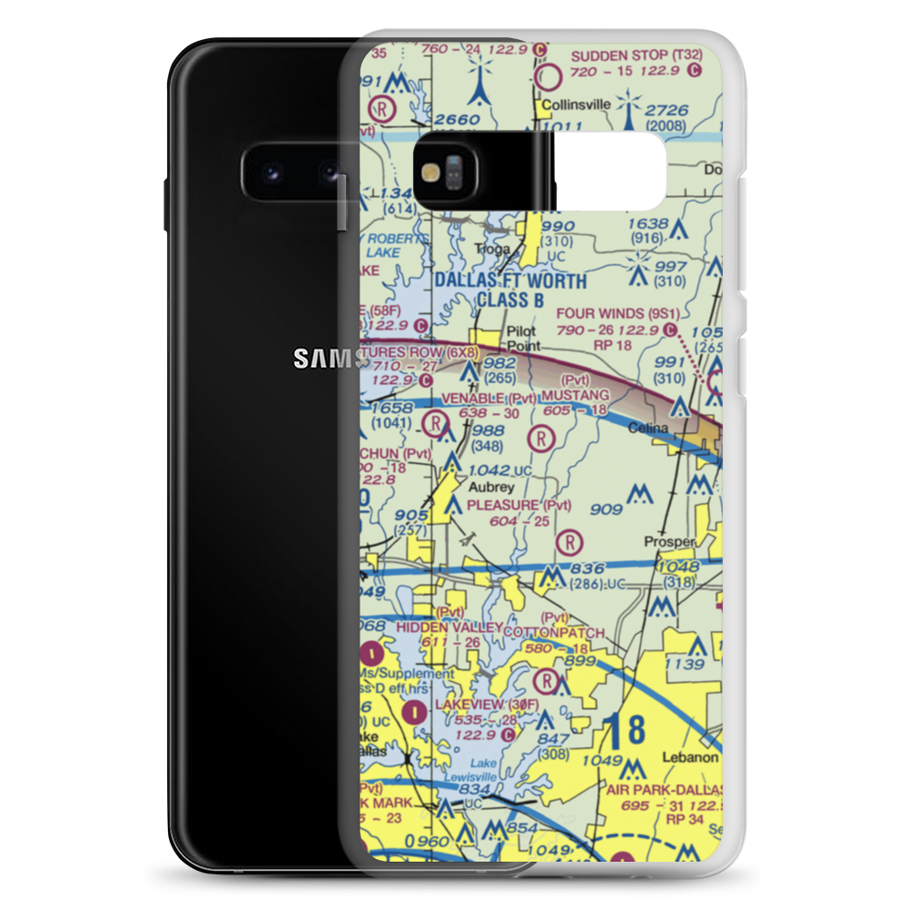 Mustang Community Airfield (XS60) VFR Sectional Samsung Case Samsung Galaxy S10+ model shown