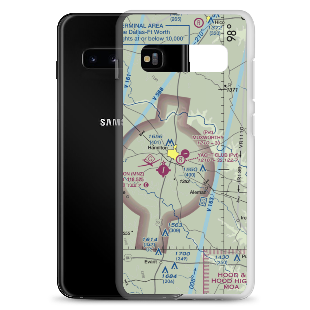 Muxworthy Airport (1TX6) VFR Sectional Samsung Case Samsung Galaxy S10+ model shown