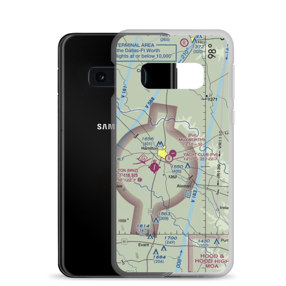 Muxworthy Airport (1TX6) VFR Sectional Samsung Case Samsung Galaxy S10e model shown