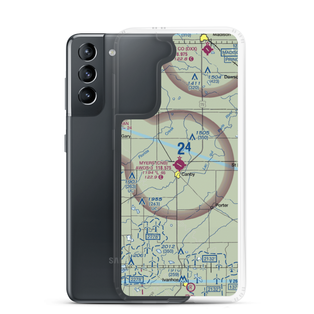 Myers Field (CNB) VFR Sectional Samsung Case Samsung Galaxy S21 model shown