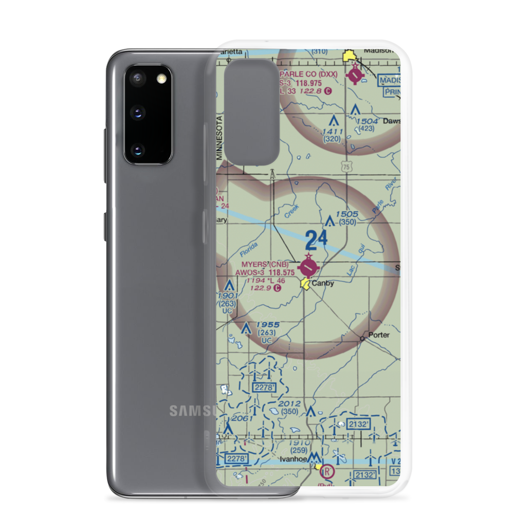 Myers Field (CNB) VFR Sectional Samsung Case Samsung Galaxy S20 model shown