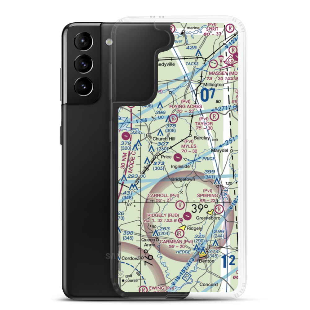 Myles Landing Airport (27MD) VFR Sectional Samsung Case Samsung Galaxy S21 Plus model shown