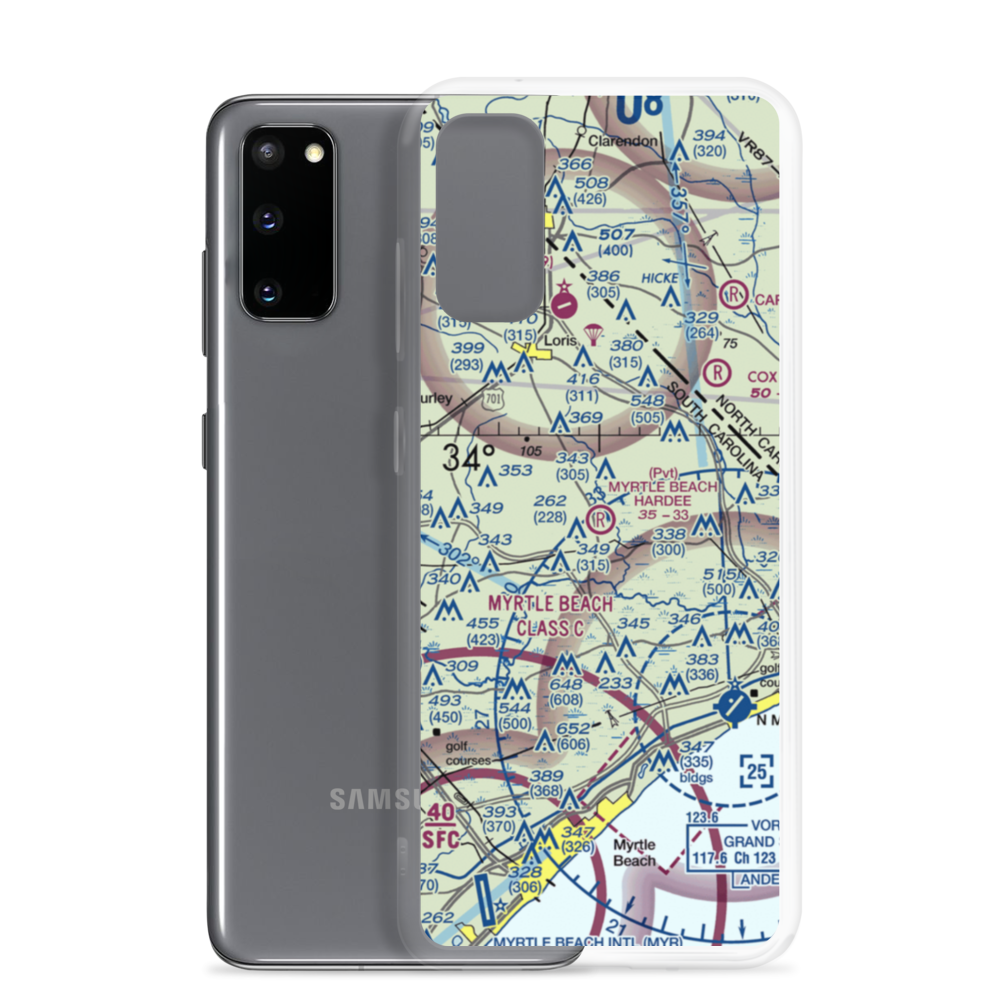 Myrtle Beach Hardee Airpark (SC21) VFR Sectional Samsung Case Samsung Galaxy S20 model shown
