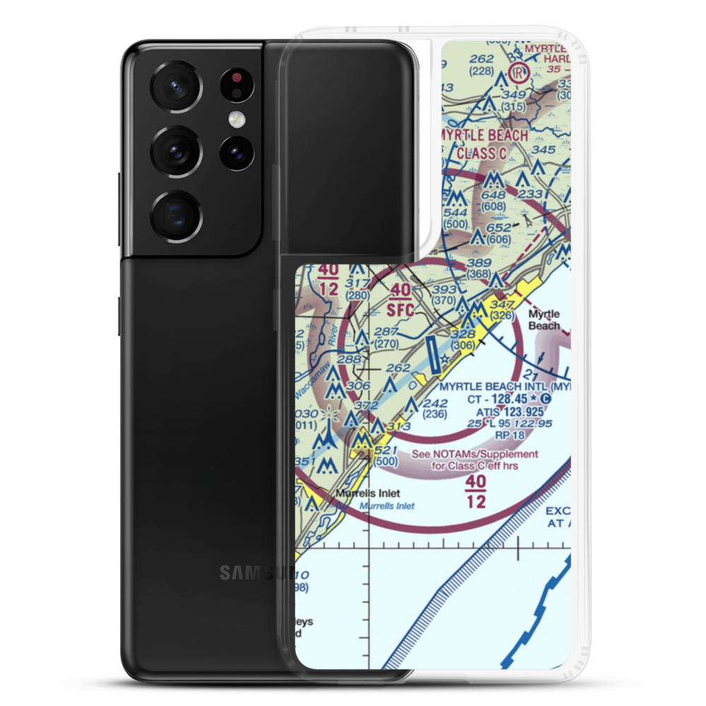 Myrtle Beach International Airport (MYR) VFR Sectional Samsung Case Samsung Galaxy S21 Ultra model shown