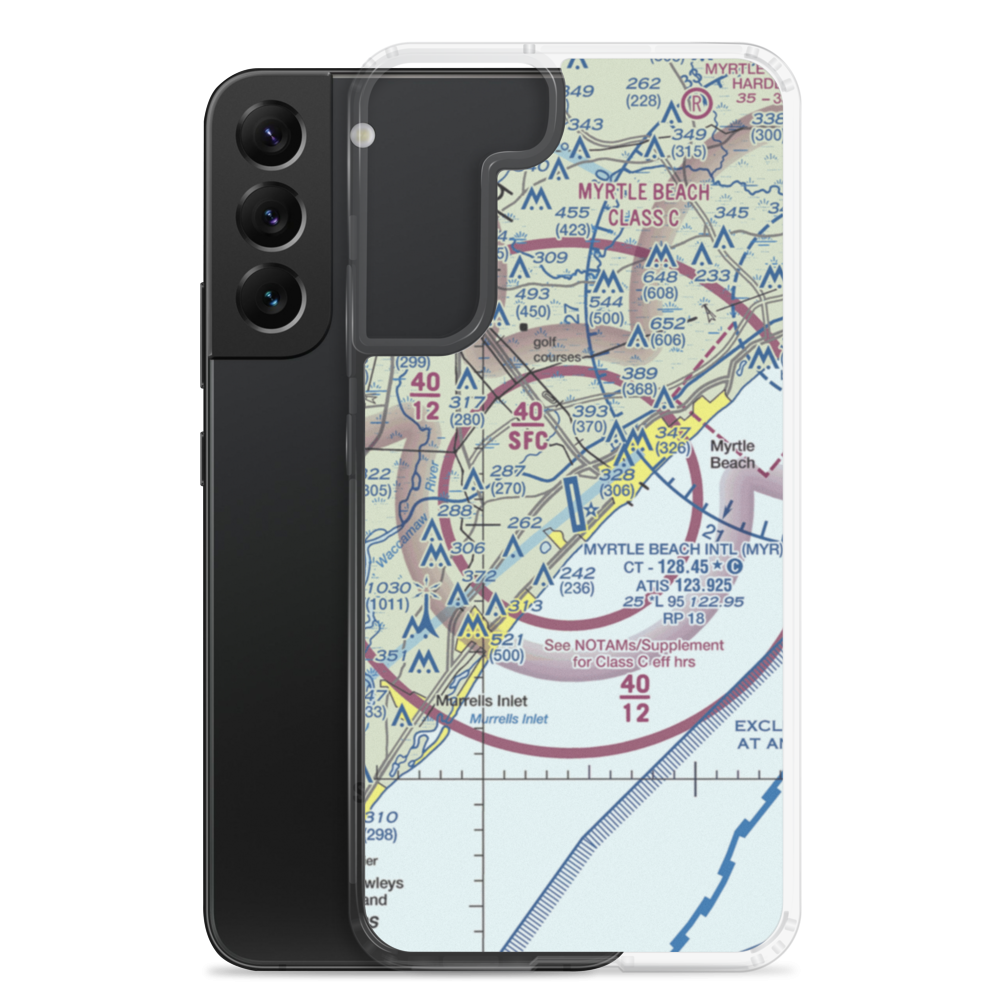 Myrtle Beach International Airport (MYR) VFR Sectional Samsung Case Samsung Galaxy S22 Plus model shown