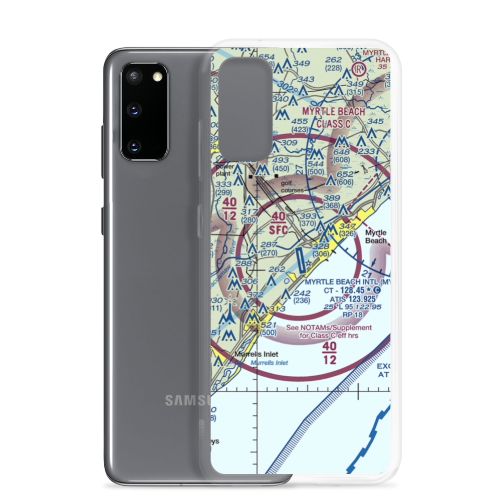 Myrtle Beach International Airport (MYR) VFR Sectional Samsung Case Samsung Galaxy S20 model shown