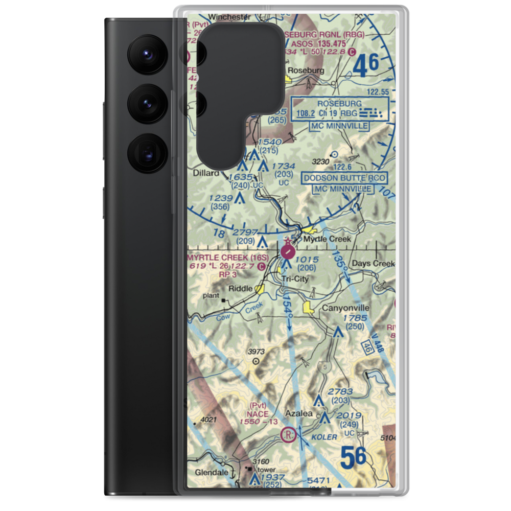 Myrtle Creek Municipal Airport (16S) VFR Sectional Samsung Case Samsung Galaxy S22 Ultra model shown