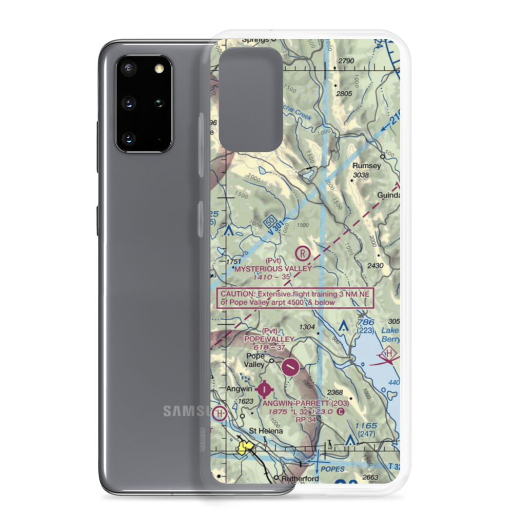 Mysterious Valley Airport (20CL) VFR Sectional Samsung Case Samsung Galaxy S20 Plus model shown